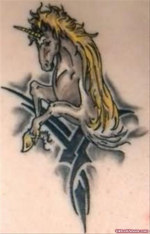 Elegant Grey Horse Tattoo