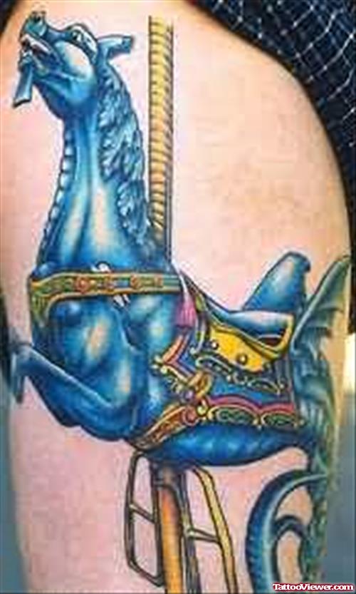 Blue Horse Tattoo For Muscles