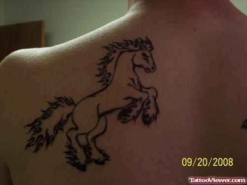 Unicorn Horse Tattoo On Upper Back
