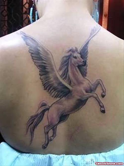 Horse With Wings Tattoo On Back