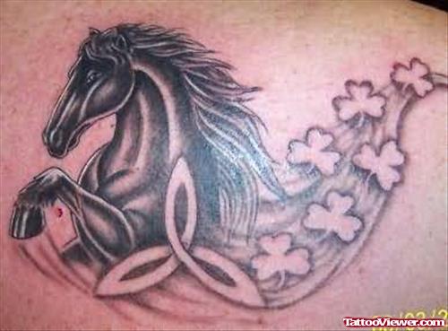 Horse And Leafs Tattoo Image