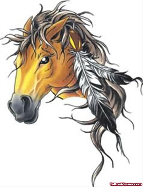 Horse & Feathers Tattoo Sample