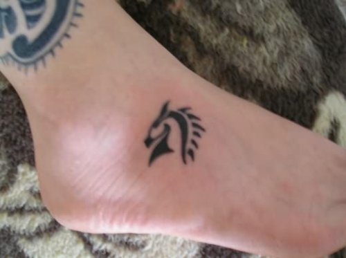 Horse Design Tattoo On Foot