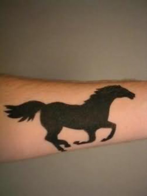 Elegant Black Horse Tattoo On Arm