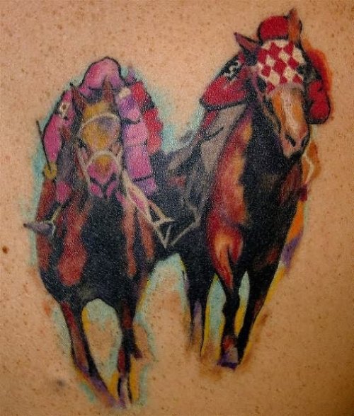 Abstract Race Horse Tattoo