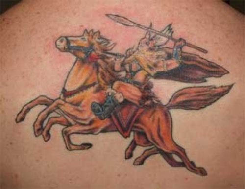 Colored Horse Tattoo On Back