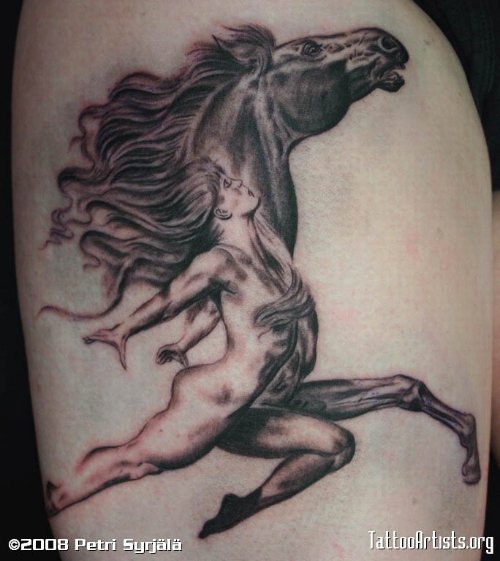 Awful Horse Tattoo On Leg