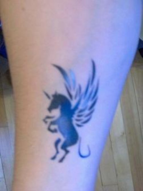 Winged Horse Tattoo On Left Bicep