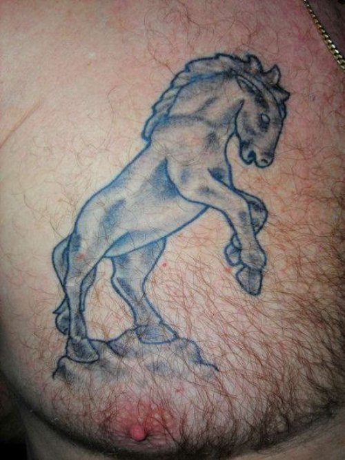Beautiful Grey Ink Horse Tattoo
