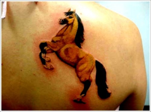 Jumping color Horse Tattoo