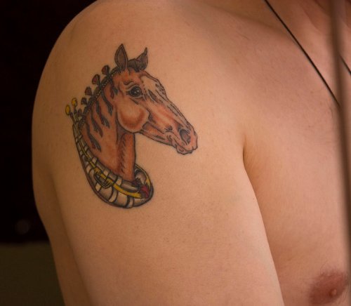 Right Shoulder Horse Head Tattoo