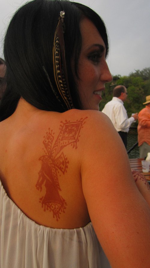 Henna Horse Tattoo On Back Shoulder