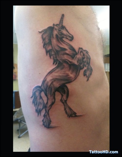 Man Side Rib Horse Tattoo