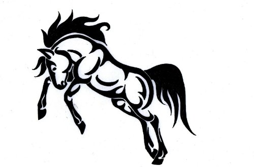 Wonderful Black Tribal Horse Tattoo Design