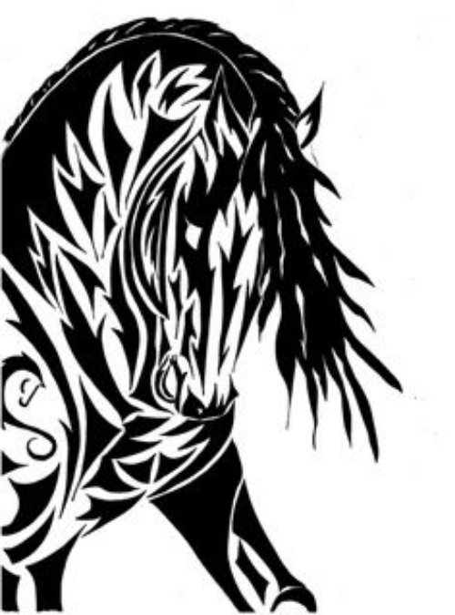 Crazy Black Tribal Horse Tattoos Design