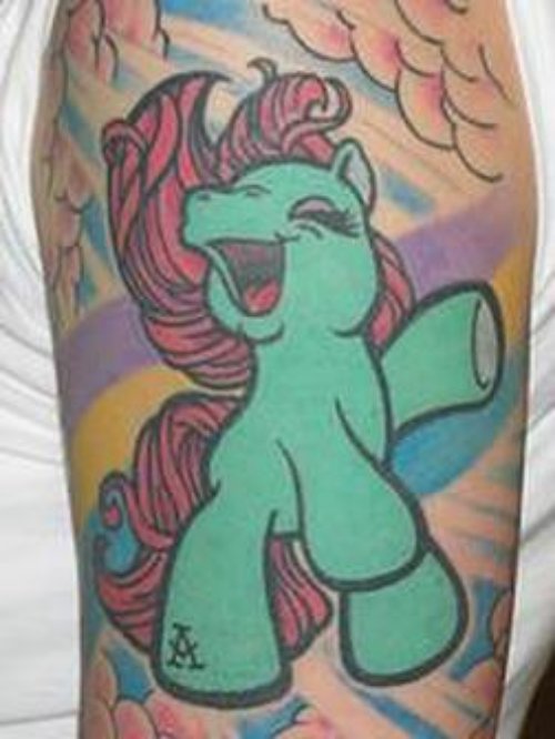 Amazing Color Ink Horse Tattoo On Bicep
