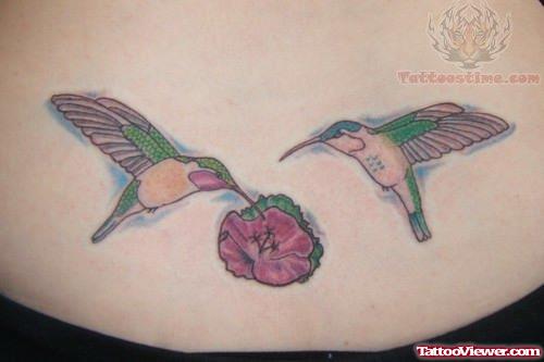 Hummingbirds And Flower Tattoo