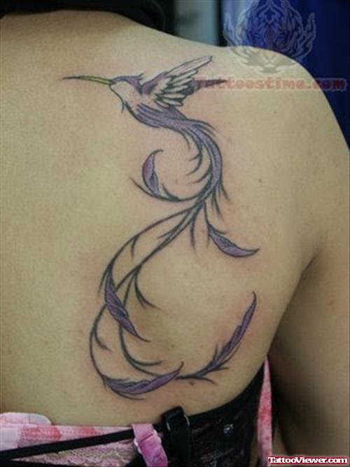 Hummingbird Back Shoulder Tattoo For Girl
