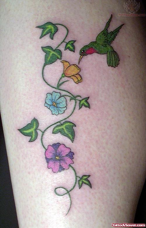 Vine And Hummingbird Tattoo