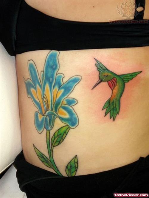 Hummingbird Tattoo On Ribs