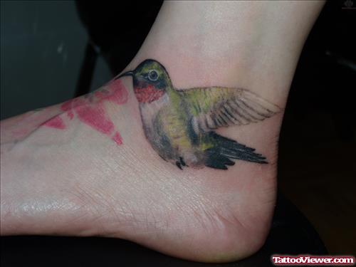 Hummingbird Tattoo On Ankle