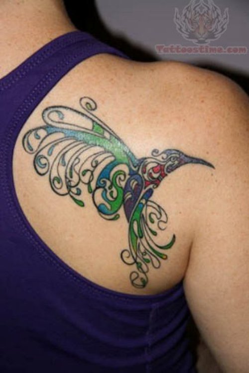 Hummingbird Back Shoulder Tattoos