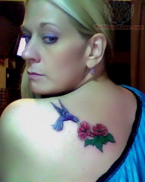 Wonderful Hummingbird Tattoo On Back