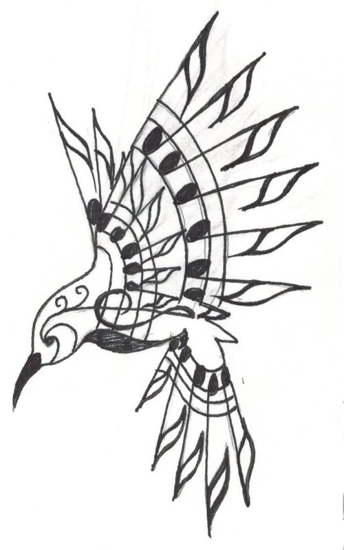 Tribal Aztec Hummingbird Tattoo Design