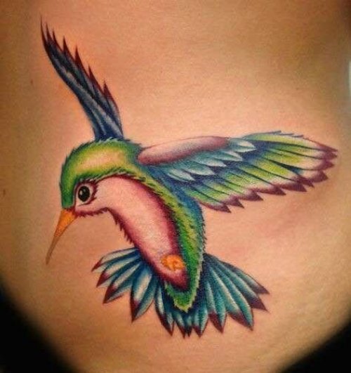 Colorful Hummingbird Tattoo Design Idea