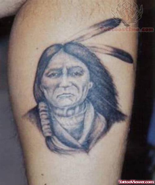 Native Indian  Tattoo For Leg