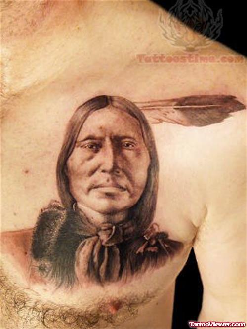 American Indian Tattoo Design On chest