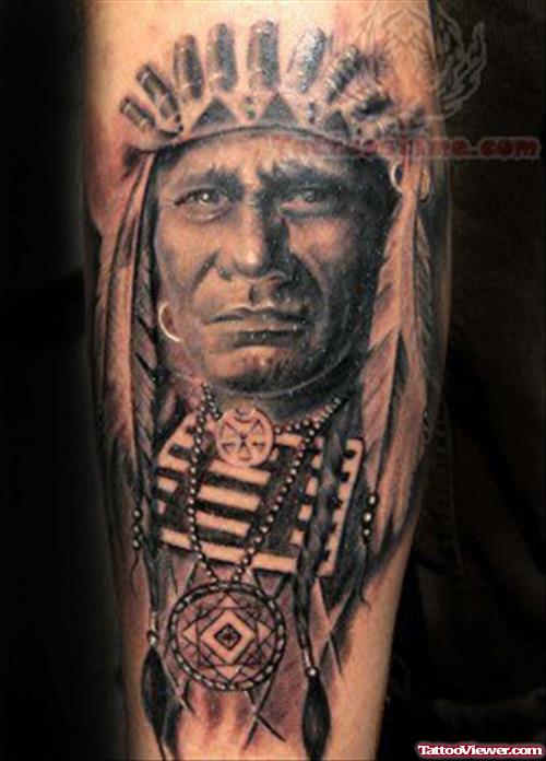 Grey Ink Indian Tattoo