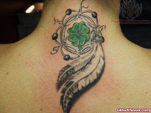 Indian Dreamcatcher Tattoo On Back Neck