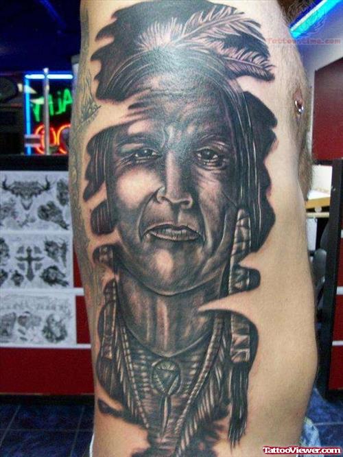 Indian Tattoo On Side Rib