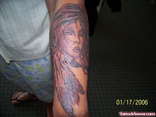 Indian Woman Tattoo On Arm