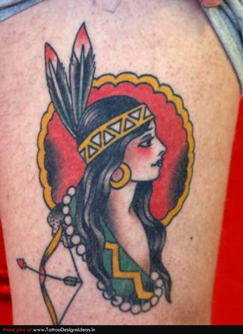 Traditional Indian Tattoo On Leg