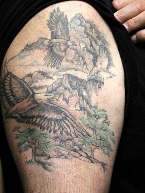 Flying Eagles Native Indian Tattoo