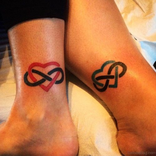 Heart And Infinity matching Tattoo On Ankles
