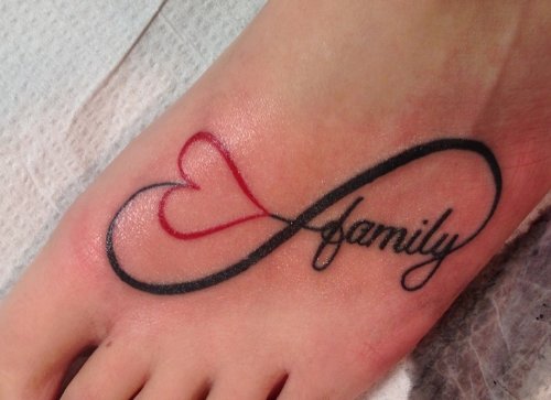Family Infinity Tattoo On Left Foot
