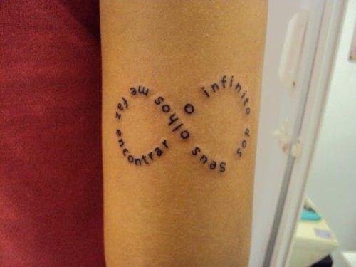 Lettering Infinity Tattoo On Bicep