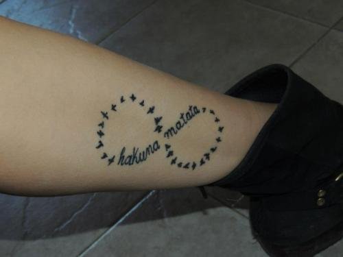Hakuna Matata Infinity Tattoo On Leg