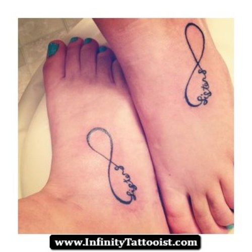 Sisters Infinity Tattoos On Feet