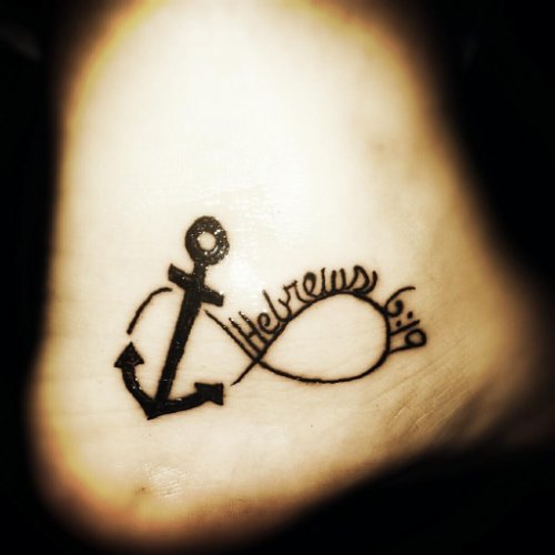 Black Anchor And Infinity Tattoo Design