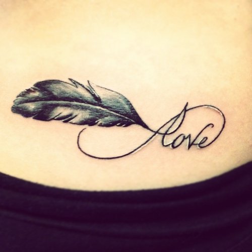 Love Feather Infinity Tattoo