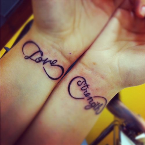 Love Strength Infinity Tattoos On Wrists