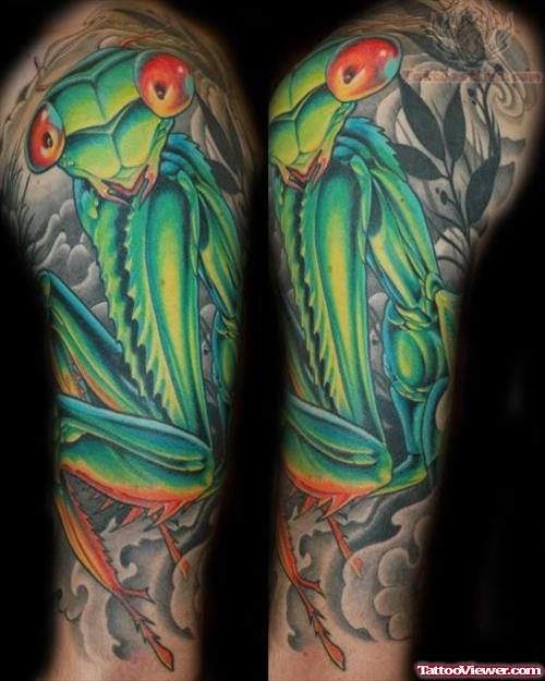 Green Ink Insect Tattoos