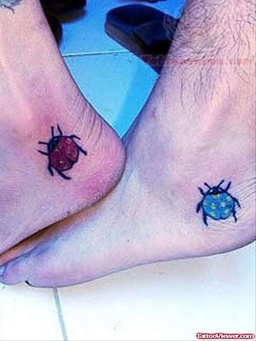 Color Bugs Tattoos On Heel