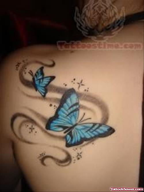 Beautiful Butterflies Tattoos On Upper Shoulder