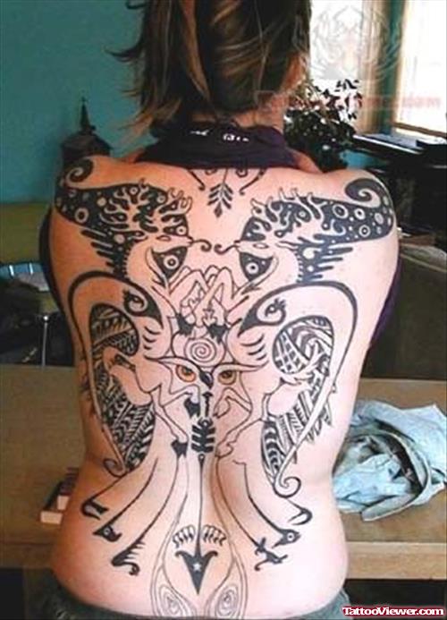 Insect Tribal Tattoo On Back