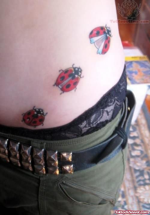 Lady Bug Tattoos On Hip
